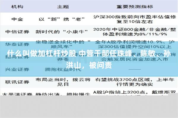 什么叫做加杠杆炒股 中管干部任珠峰、陈敏、孙洪山，被问责