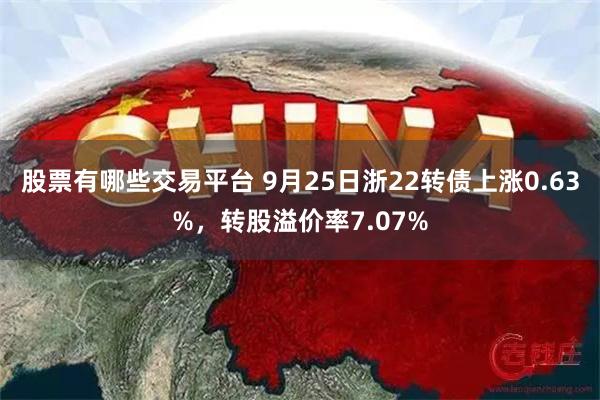 股票有哪些交易平台 9月25日浙22转债上涨0.63%，转股溢价率7.07%