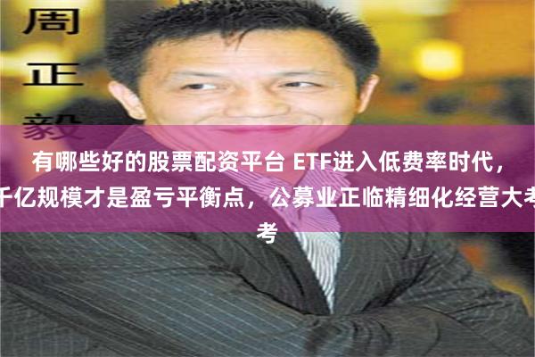 有哪些好的股票配资平台 ETF进入低费率时代，千亿规模才是盈亏平衡点，公募业正临精细化经营大考